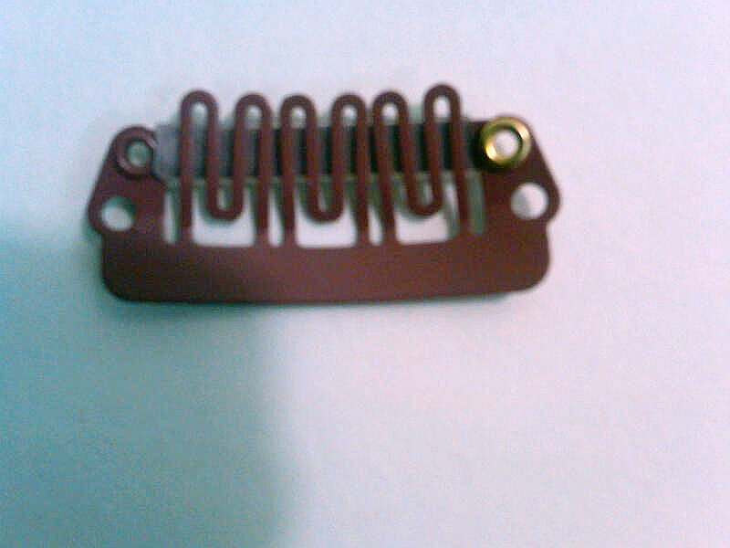 Hairpiece comb clip 6 teeth med. size med. brown